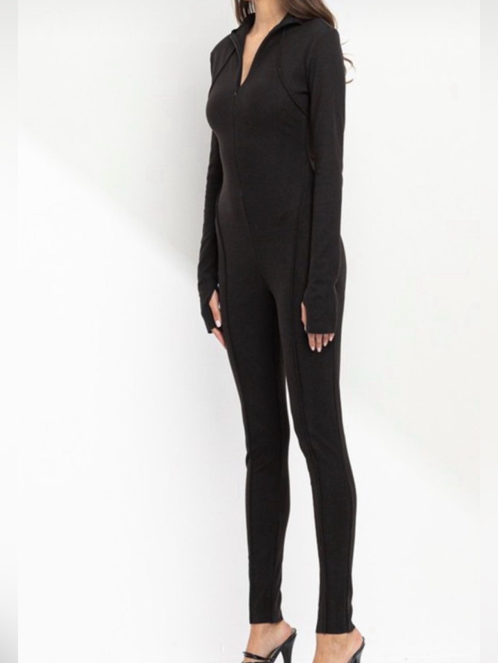 Women’s Black Zip-Front Jumpsuit